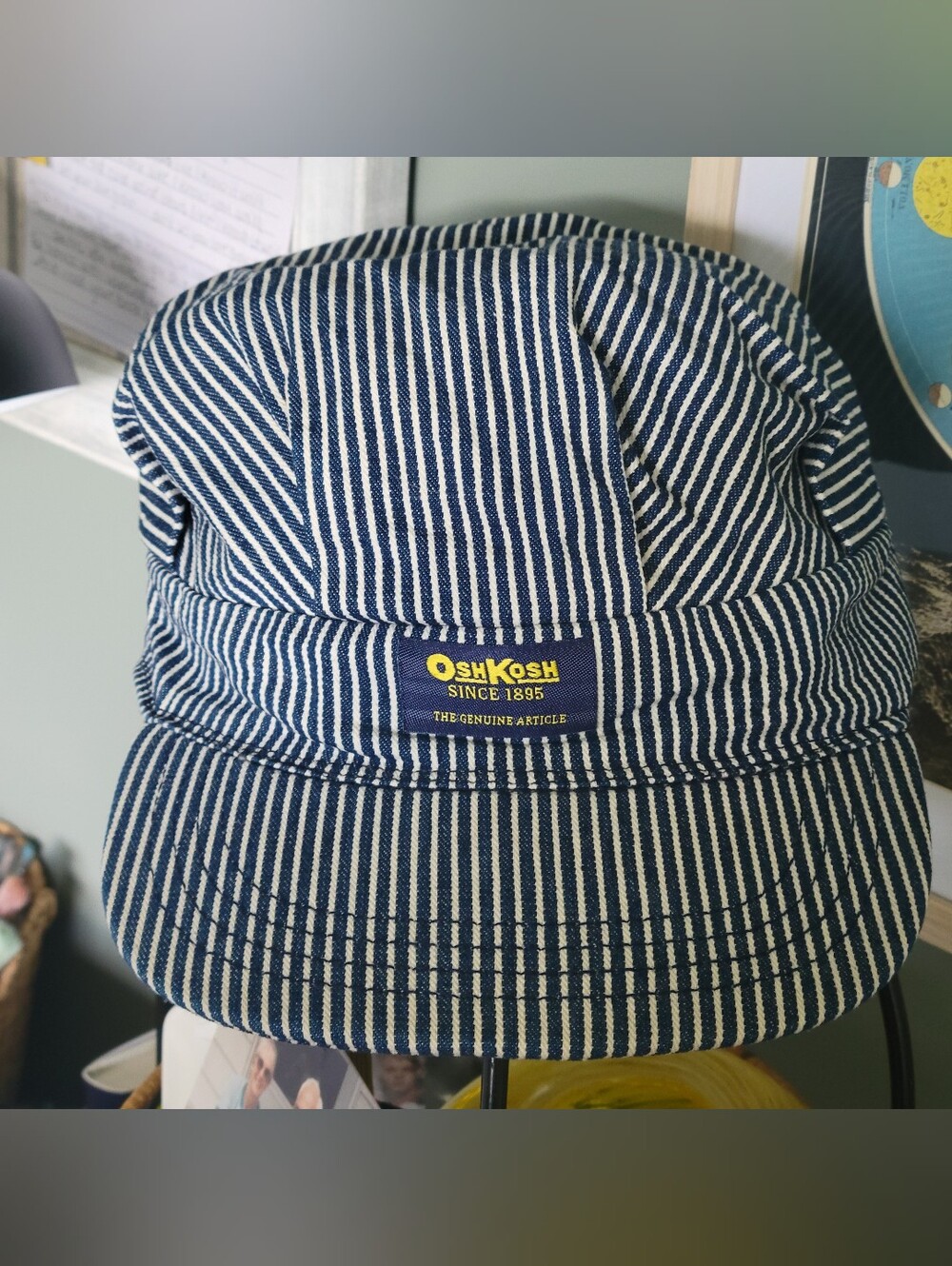 OshKosh B'gosh Navy and White Stripe Adult Conductor Engineer Cap